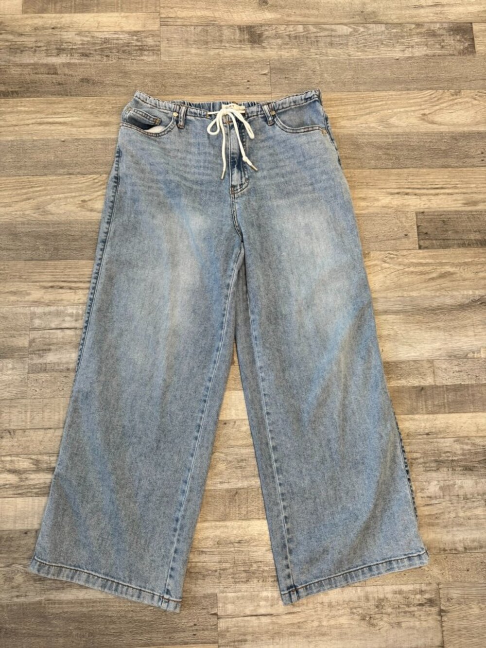 Oat New York Cloud Luxe Denim wide leg jeans pull on baggy size 12/31 J20